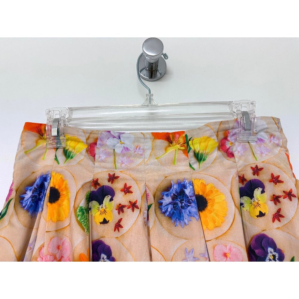 Rachel Antonoff Vinita Pleated Midi Skirt Loria's Cookies Floral Beige Dots 6 - Picture 4 of 10